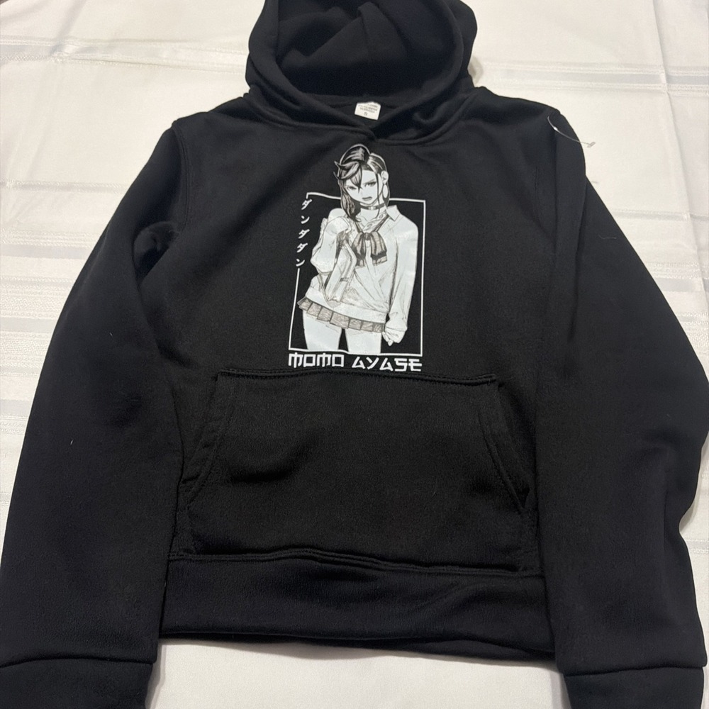 Dandadan Momo Ayase Anime Manga Graphic Hoodie Black Small Sweatshirt